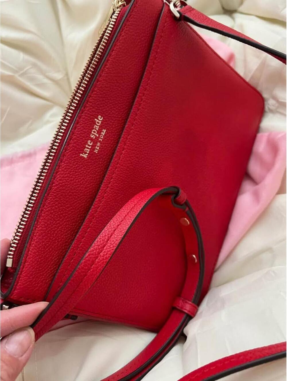 kate spade Red Pebbled Leather Double-Zip Crossbody